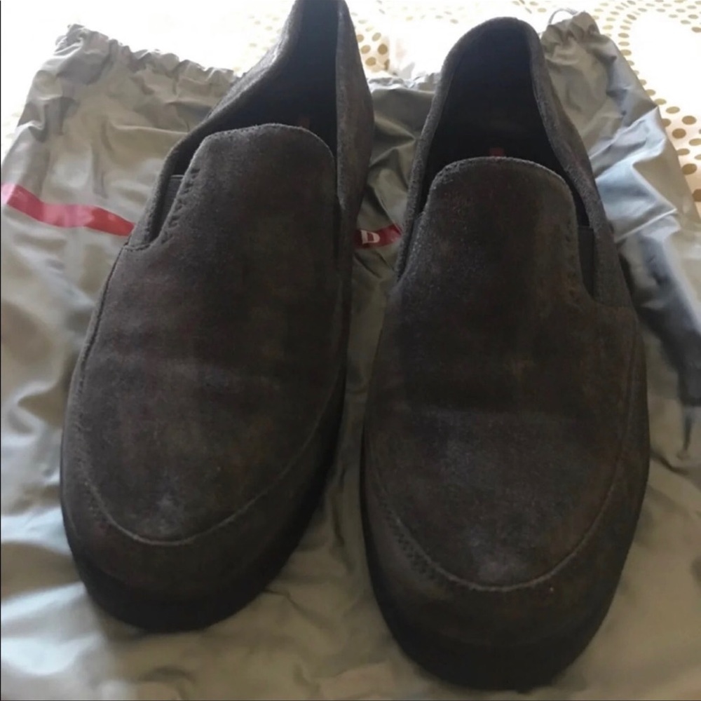 G - Prada Gray Suede Loafers